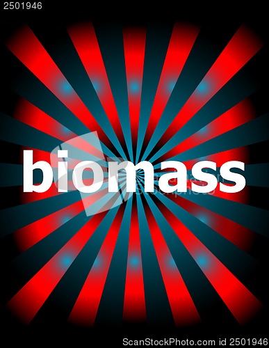 Image of biomass word with motion rays on background