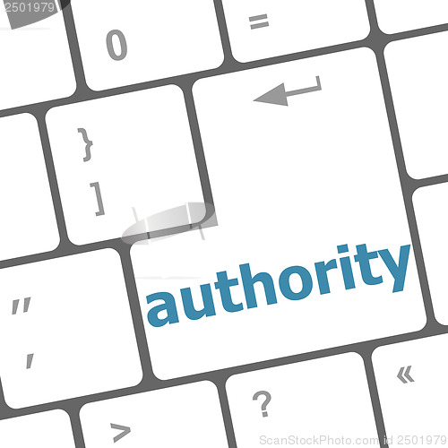 Image of authority button on computer keyboard key