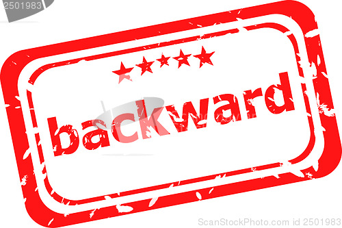 Image of backward word on red rubber grunge stamp