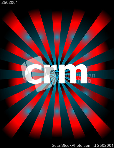 Image of crm word with motion rays on background