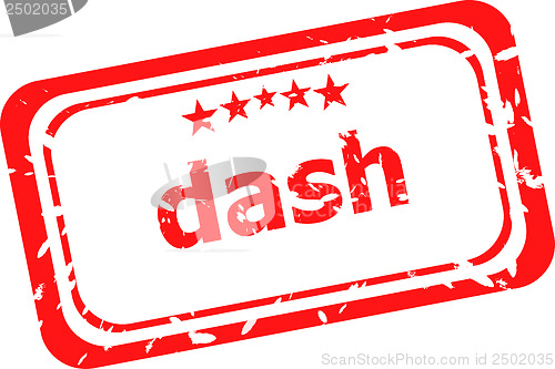 Image of dash word on red rubber old business stamp