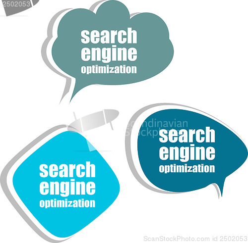 Image of search engine optimization. Set of stickers, labels, tags. Business banners, Template for infographics