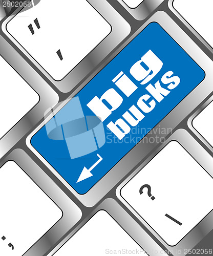 Image of big bucks on computer keyboard key button