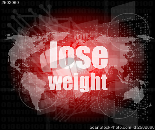 Image of social concept: lose weight words on digital screen, 3d