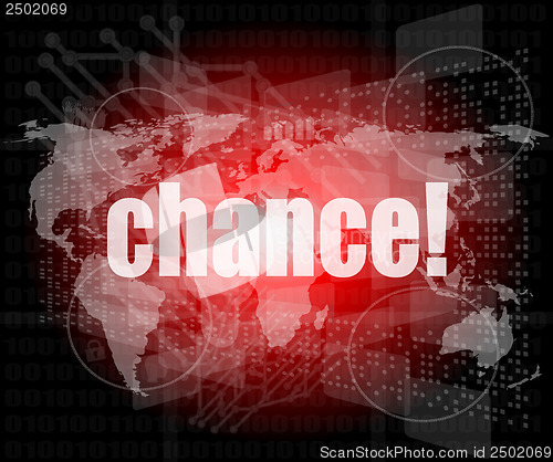 Image of chance text on digital touch screen interface