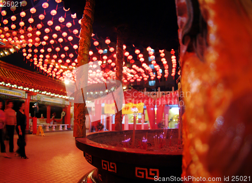 Image of burning joss stick in a chinese temple
