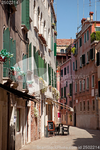 Image of Small cafe on steet in Venice, Italy