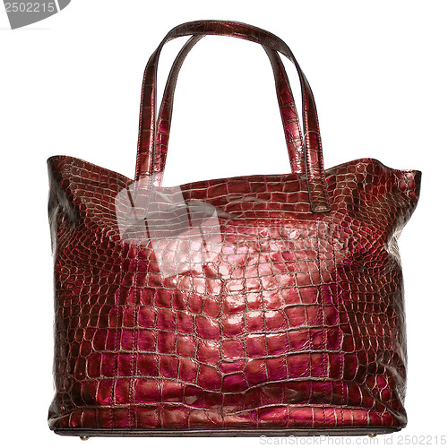 Image of luxury red leather female bag isolated on white