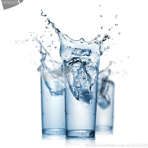 Image of water splash in glasses isolated on white