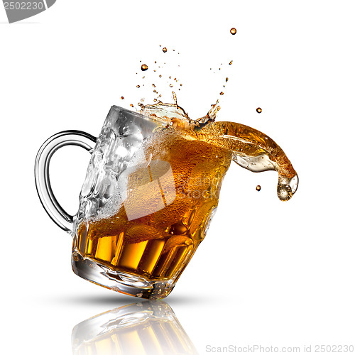 Image of Beer splash in glass isolated on white