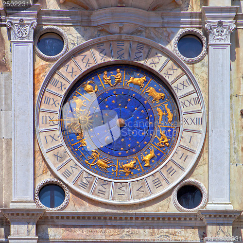 Image of Zodiac clock at San Marco square in Venice