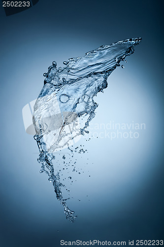 Image of water splash on blue background