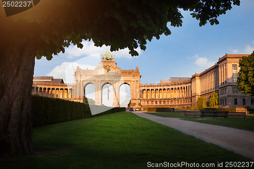 Image of The Triumphal Arch in Cinquantennaire Parc in Brussels , Belgium