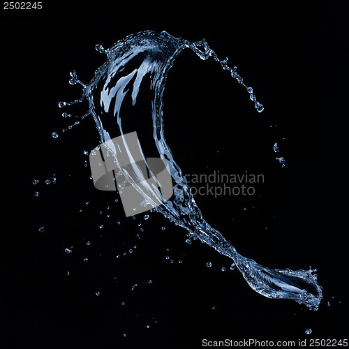Image of water splash isolated on black background