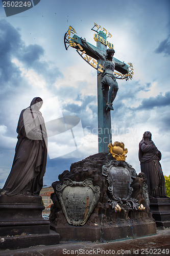 Image of Statue on Charles Bridge in Prague, Czech Republic