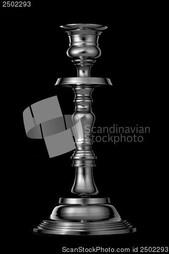 Image of Silver candlestick isolated on black background