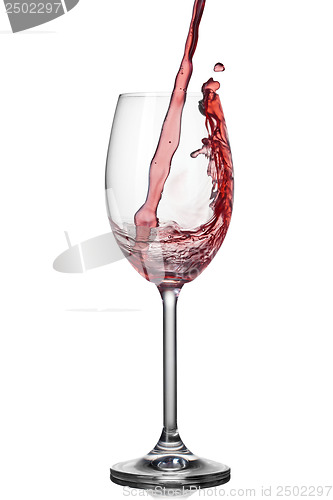 Image of Splash of wine in wineglass on white