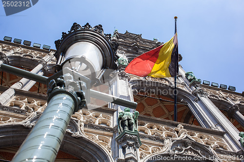 Image of Belgium flag on Grand Place in Brussels