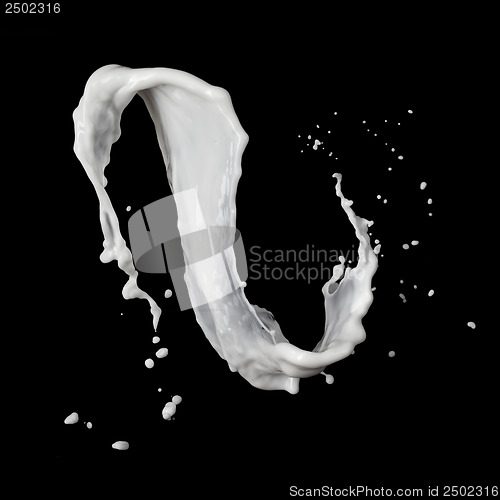 Image of milk splash isolated on black background