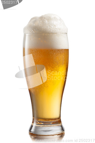 Image of Beer in glass isolated on white background