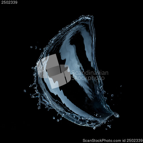 Image of water splash isolated on black background