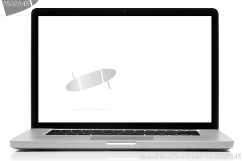 Image of Laptop with blank screen isolated on white