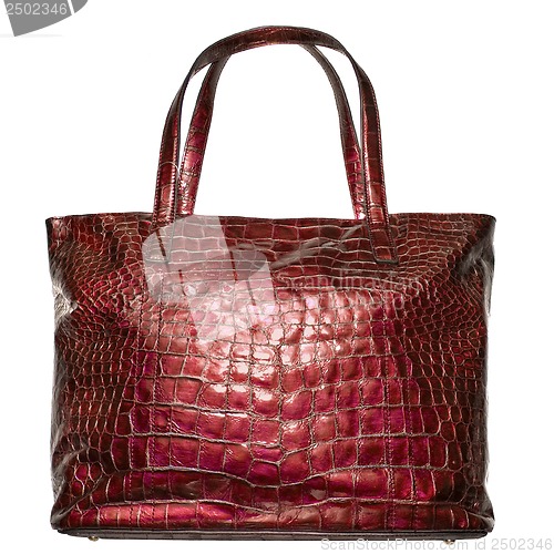 Image of luxury red leather female bag isolated on white