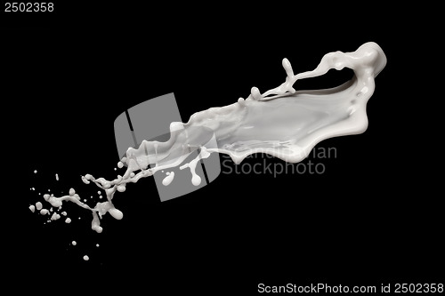 Image of milk splash isolated on black background