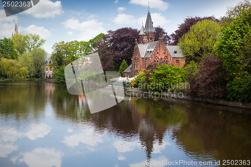 Image of Spring landscape in Love lake - Bruges, Belgium