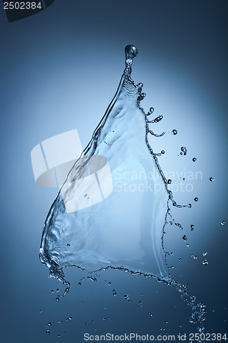 Image of water splash on blue background