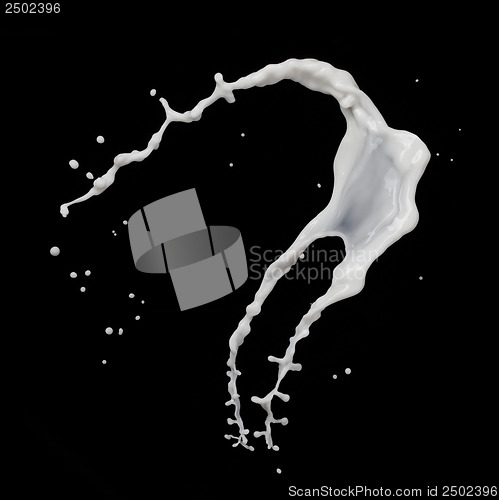 Image of milk splash isolated on black background