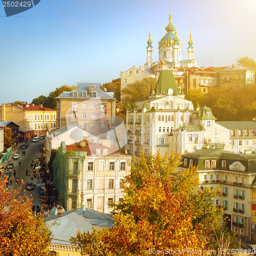 Image of Kyiv in autumn, view of Andriyivsky uzviz