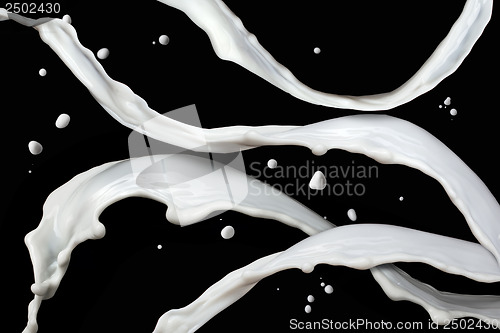 Image of milk splash isolated on black background