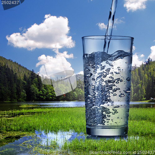 Image of Summer landscape with mountains and blue lake