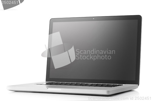 Image of Laptop with blank screen isolated on white