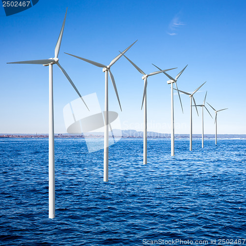 Image of Wind generators turbines in the sea