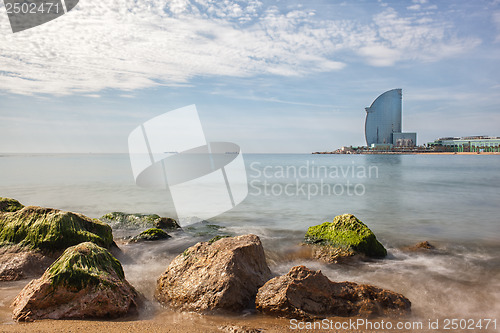 Image of Barceloneta beach in Barcelona, Spain