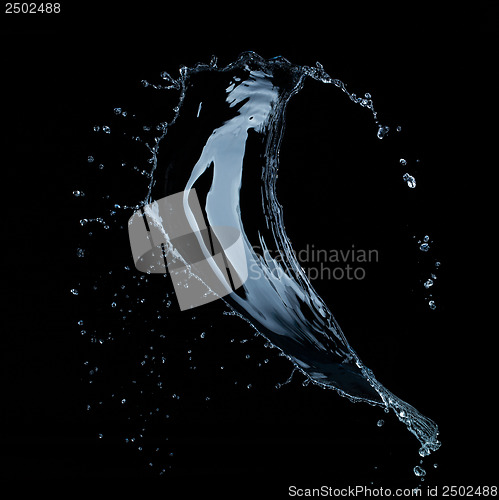 Image of water splash isolated on black background