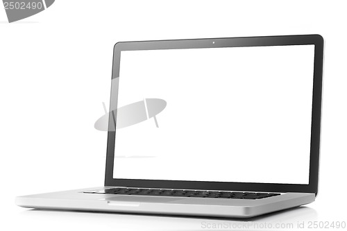 Image of Laptop with blank screen isolated on white