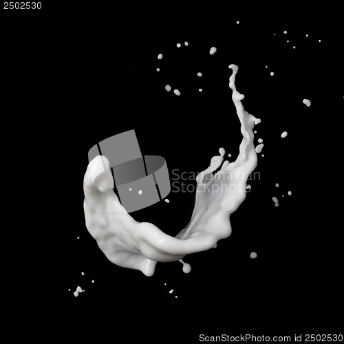 Image of milk splash isolated on black background