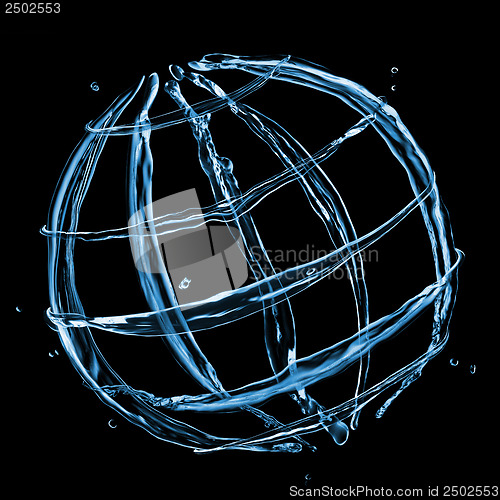 Image of abstract globe from water splashes isolated on black