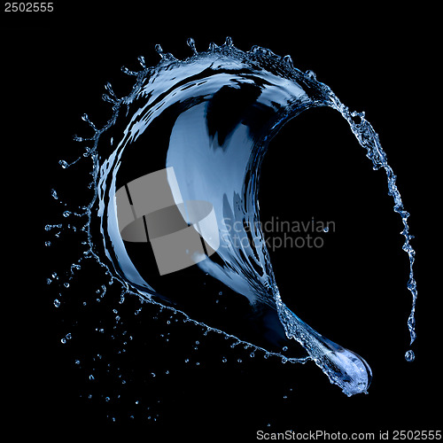 Image of water splash isolated on black background