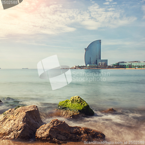 Image of Barceloneta beach in Barcelona, Spain