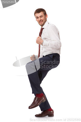 Image of Young happy man isolated on white background