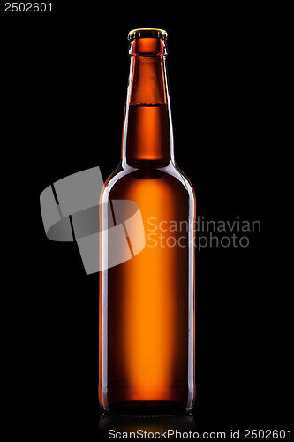 Image of Beer bottle isolated on black