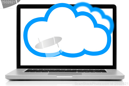 Image of Cloud computing network concept. Notebook with cloud isolated on