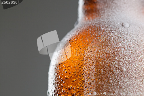 Image of Beer bottle with water drops and frost