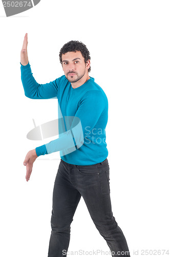 Image of Man pushing invisible wall