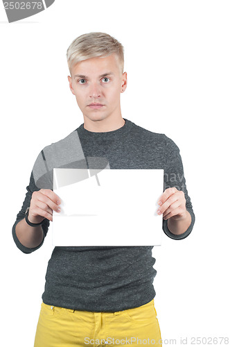 Image of Man with a white board in his hands