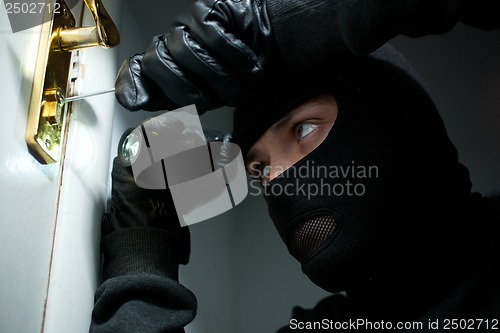 Image of Thief Burglar opening  door